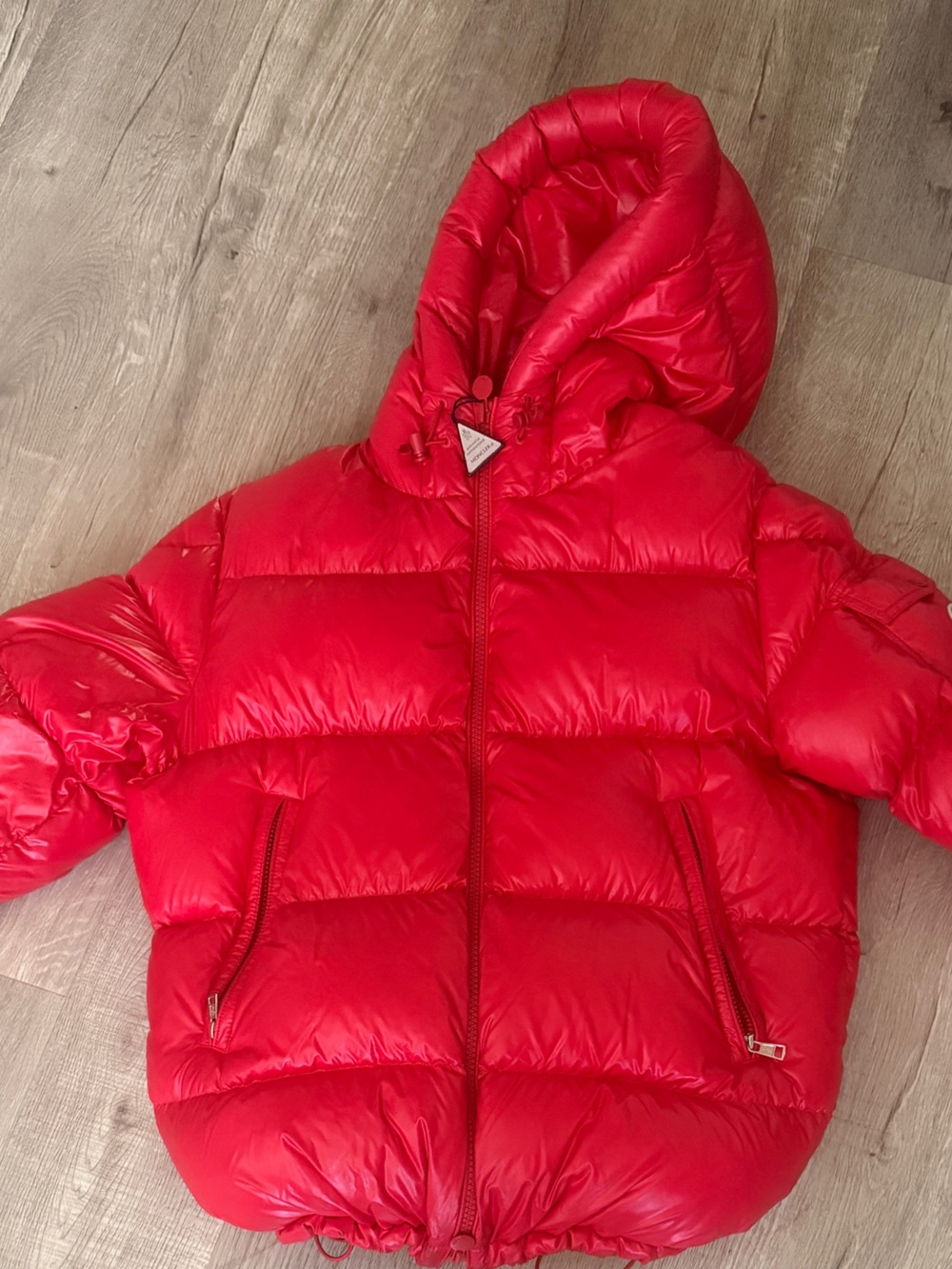 Moncler Shiny Red Puffer Jacket Interior